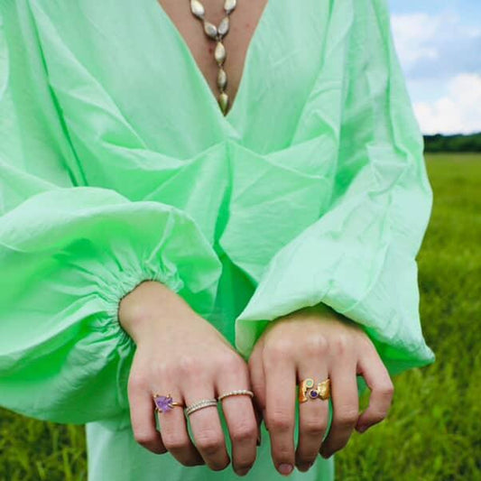 Real Gold Women's Ring Open Ring Retro Design