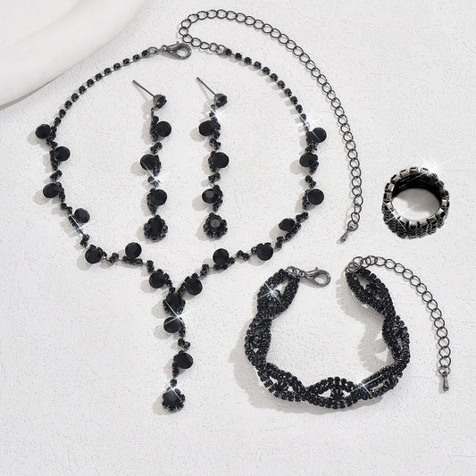 Fashion Crystal Necklace Ear Stud Bracelet Jewelry Accessories