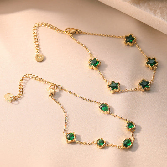 Affordable Luxury Fashion Gold-plated Zircon Titanium Steel Bracelet Female Niche Non-fading Bracelet