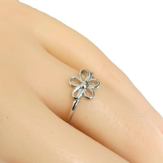 Thai Silver Sweet And Simple Hollow Silver Small Flower Open Index Finger Ring