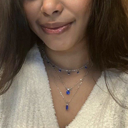 Vintage Grandmother Blue Green Pearl Multilayer Simplicity Necklace