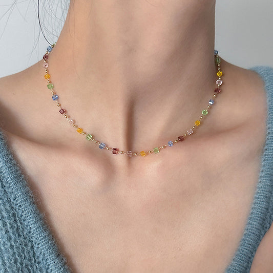 Summer Color Dopamine Beaded Necklace Female With Hearts