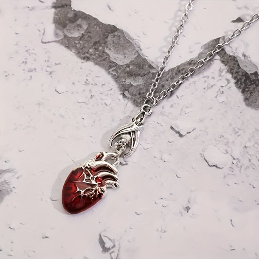 Bat-shaped Blood Drop Heart Pendant Necklace