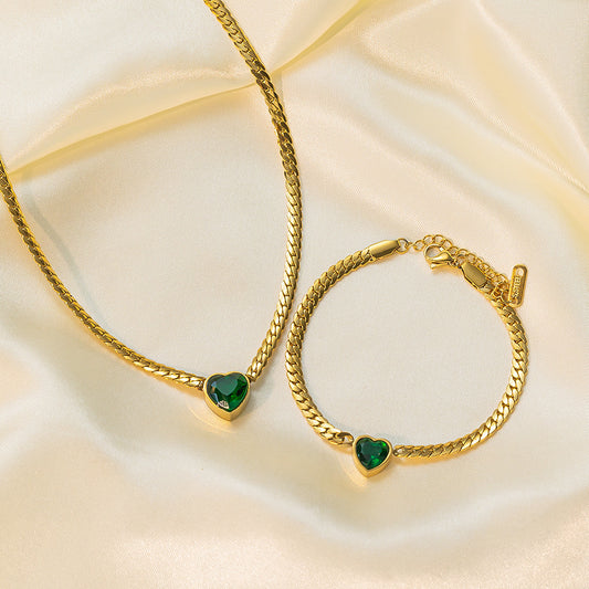 European And American Fashion White Zircon Love Necklace