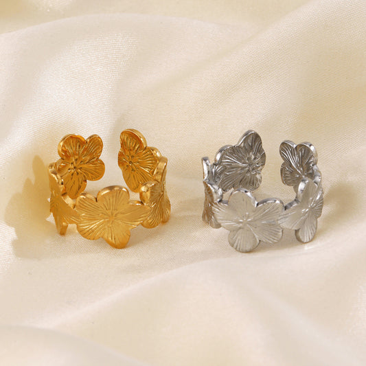 Flower Open Ring Female Personality Fashion Retro