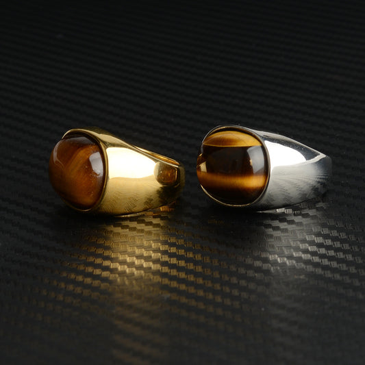 Simple Tigereye Stainless Steel Ring