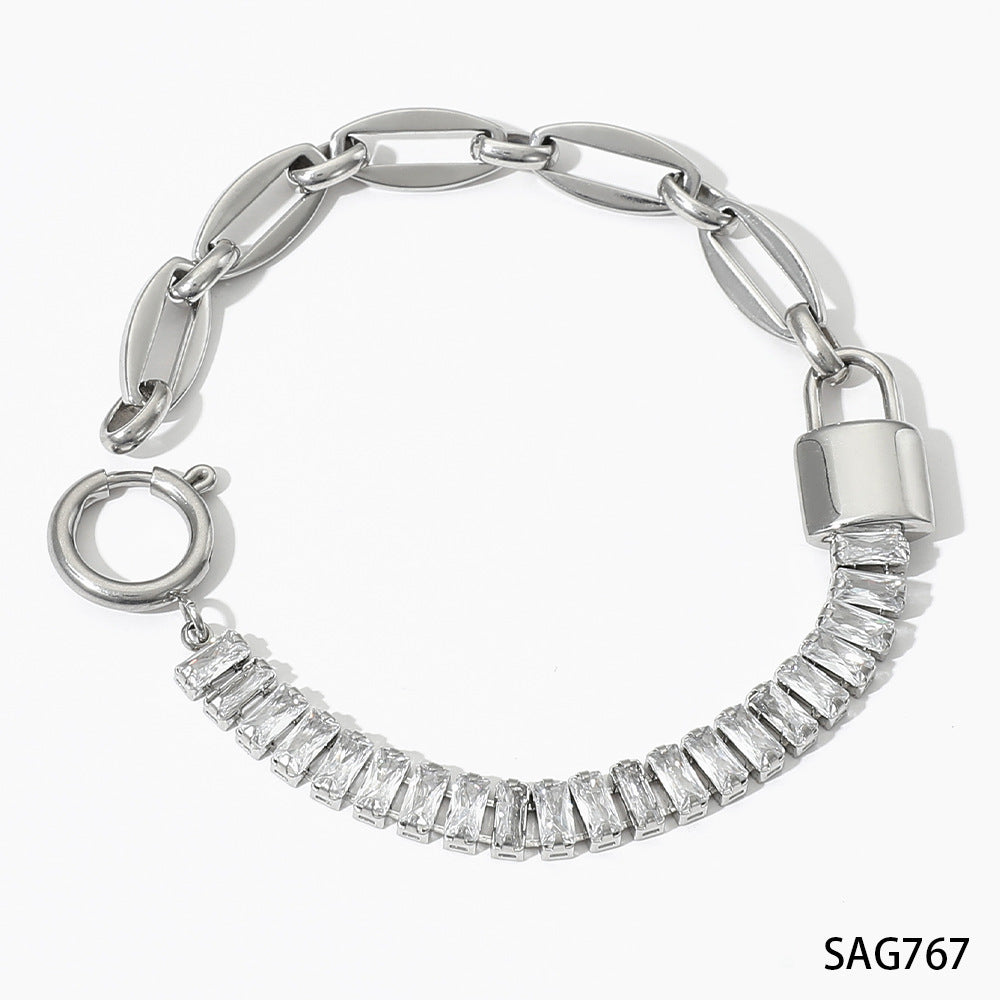 Design Sense Wheat Chain Stitching Zircon Bracelet