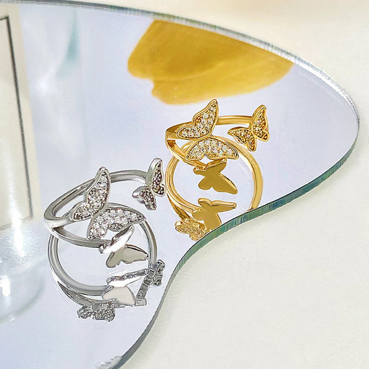 Fashion Butterfly Female Diamond Index Finger Ring