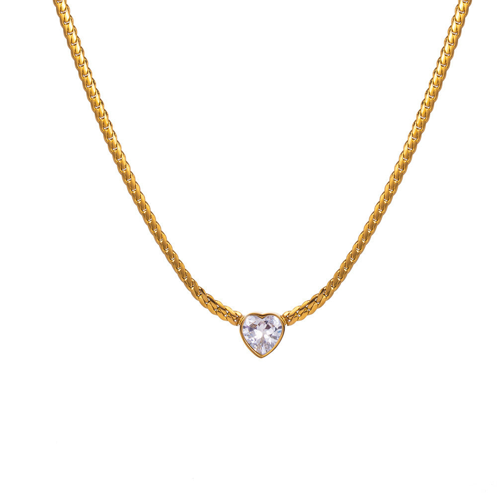 European And American Fashion White Zircon Love Necklace