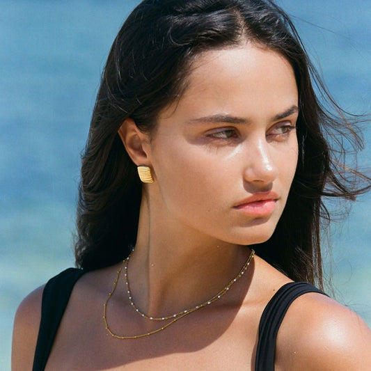 Colored Enamel Glaze Beaded Beanie Twin Necklace