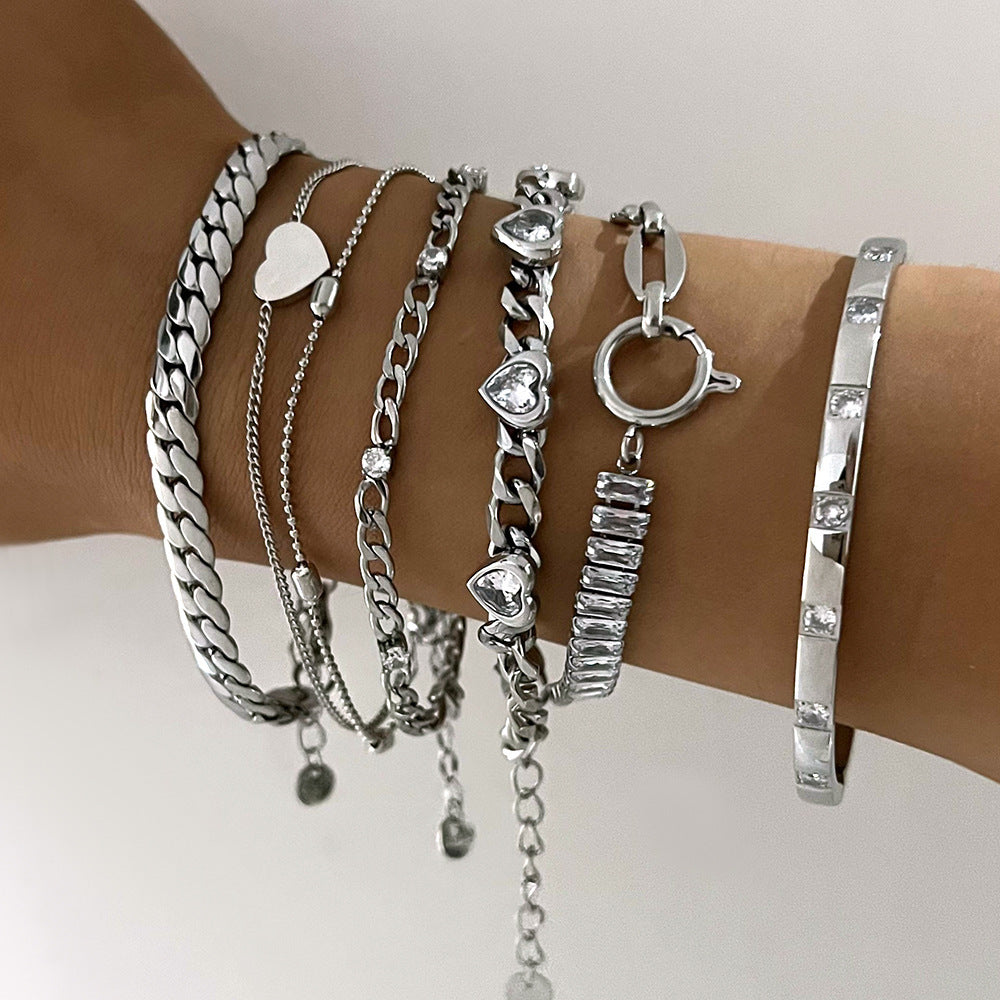 Design Sense Wheat Chain Stitching Zircon Bracelet