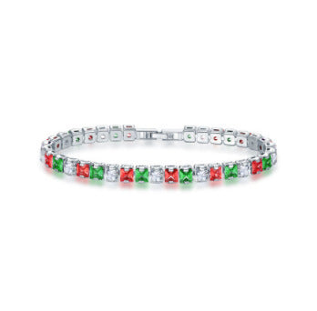 Electroplated Real Platinum Long-lasting Color-retaining Square Diamond Bracelet