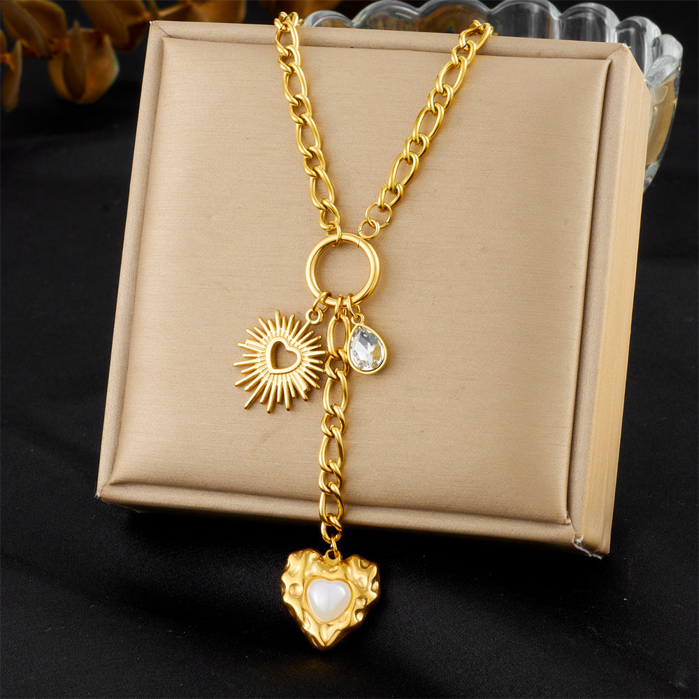 Flower Sun Moon Drop-shaped Diamond Love Necklace
