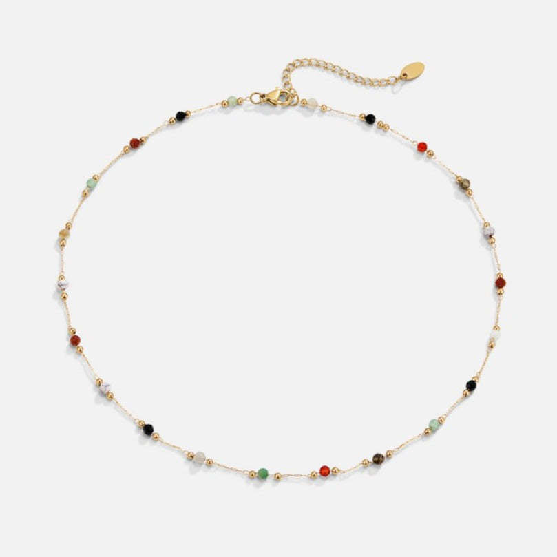 Colorful Natural Stone Necklace Titanium Steel Bracelet