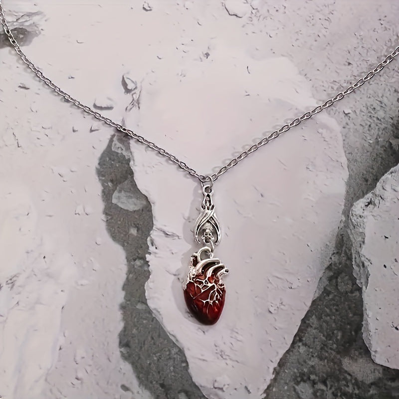 Bat-shaped Blood Drop Heart Pendant Necklace