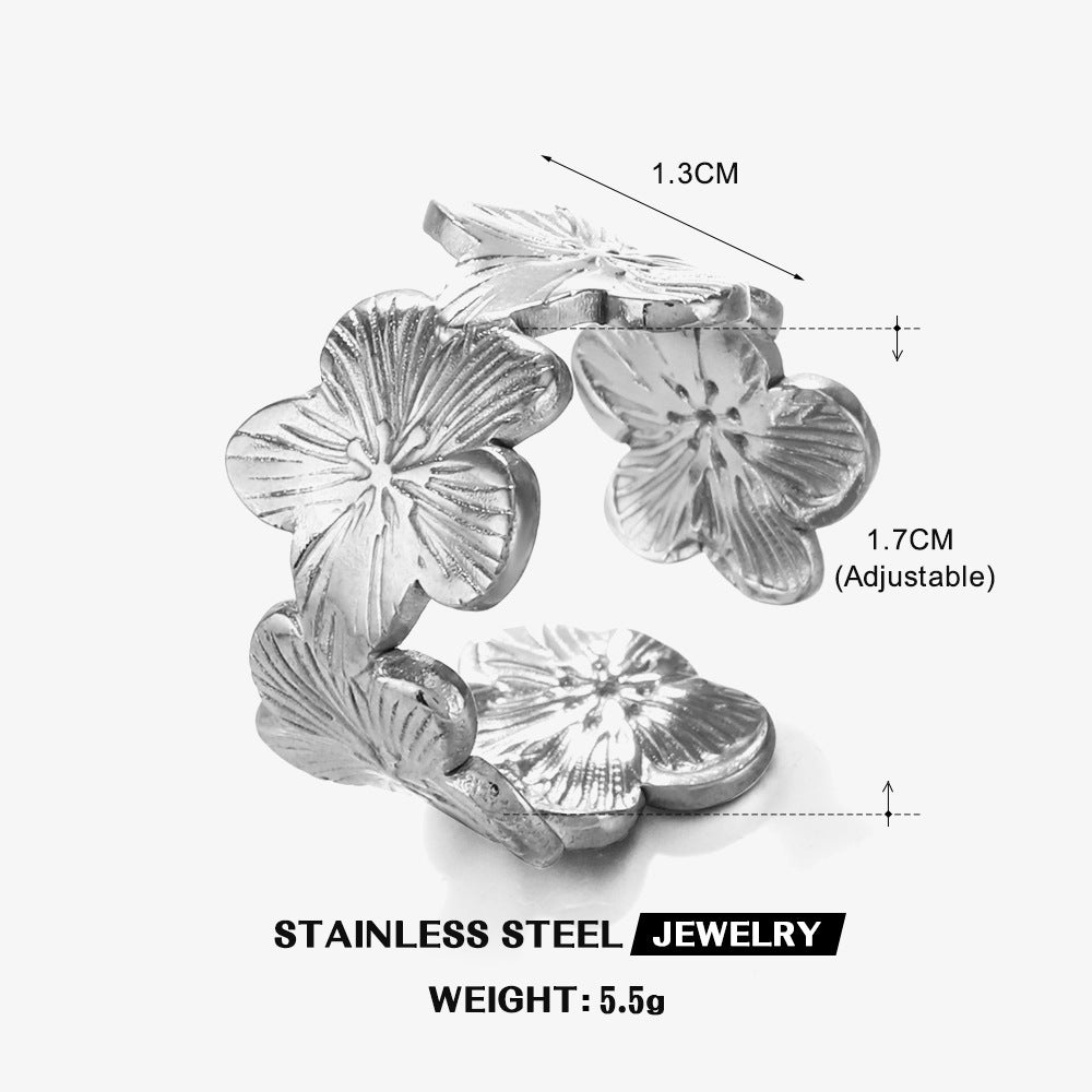 Flower Open Ring Female Personality Fashion Retro