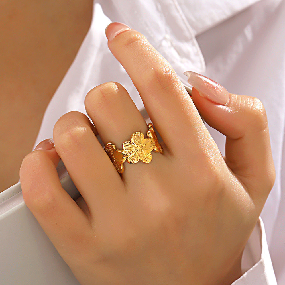 Flower Open Ring Female Personality Fashion Retro