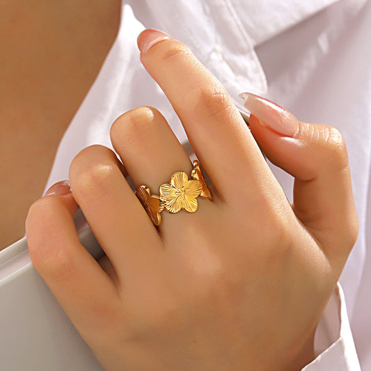 Flower Open Ring Female Personality Fashion Retro