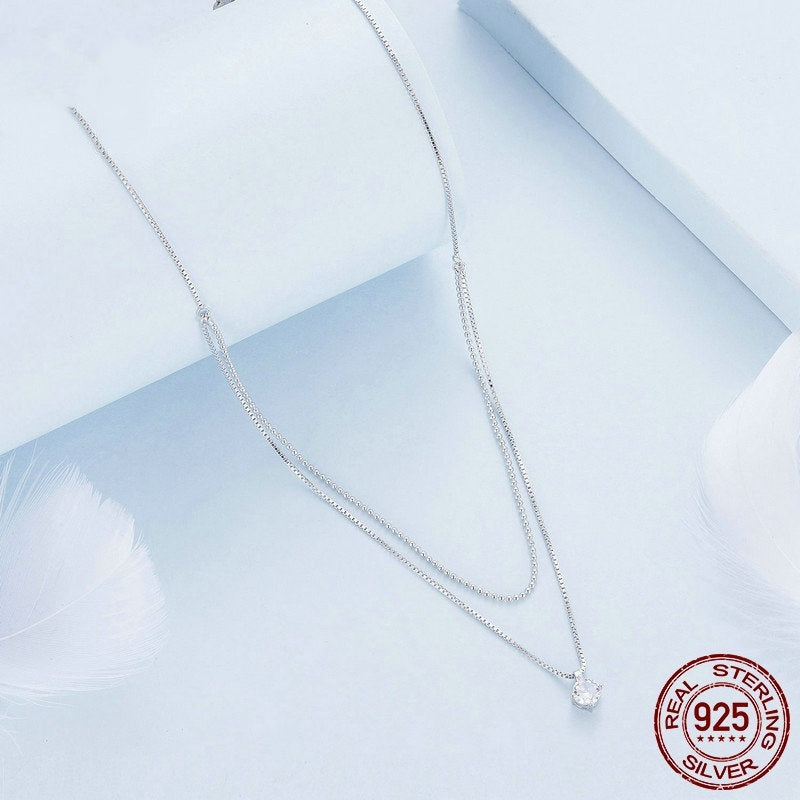 All-matching New Shining Double-layer Necklace S925 Sterling Silver Personality