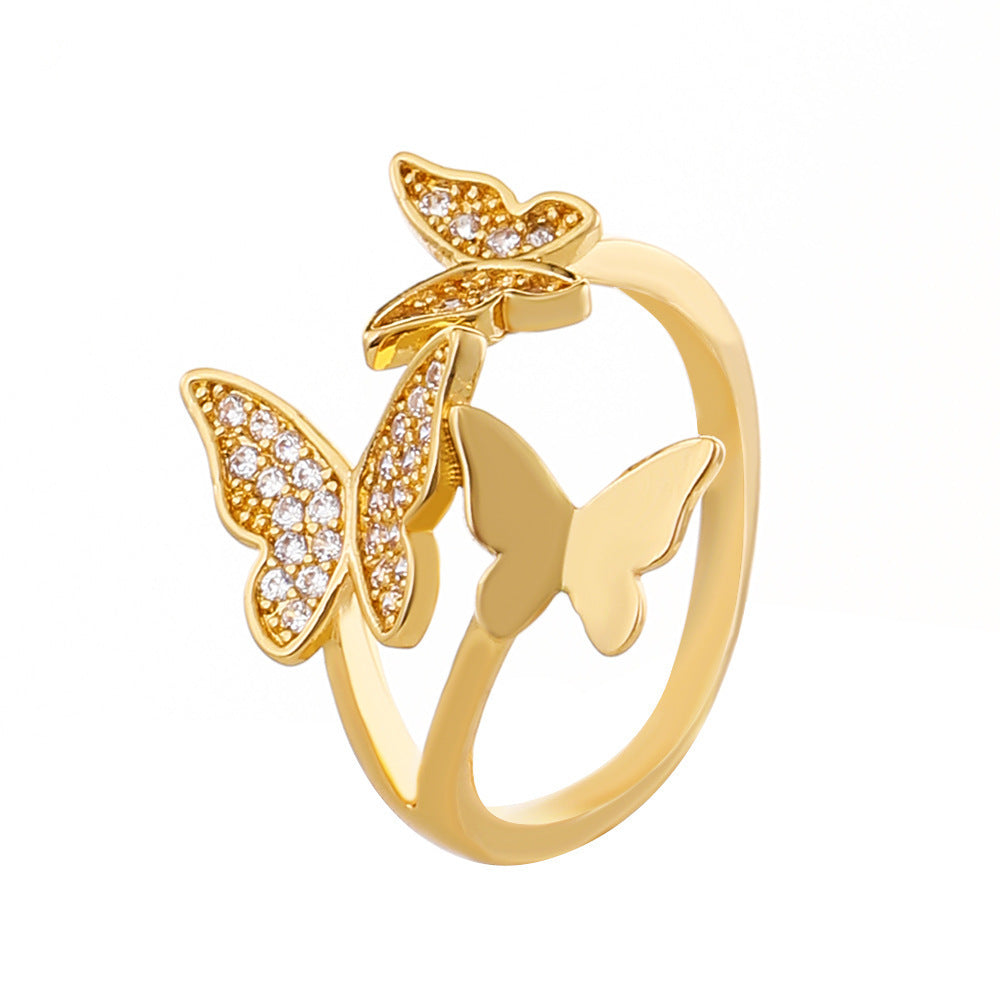 Fashion Butterfly Female Diamond Index Finger Ring