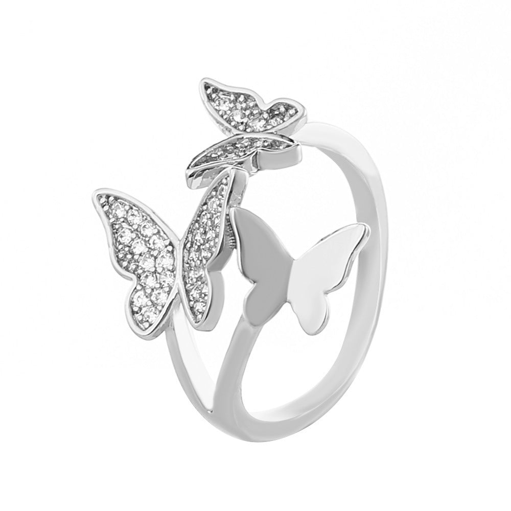 Fashion Butterfly Female Diamond Index Finger Ring