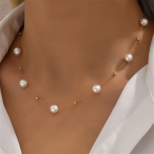 Fashionsimplepearl Necklace Cold
