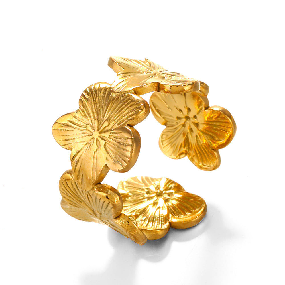 Flower Open Ring Female Personality Fashion Retro