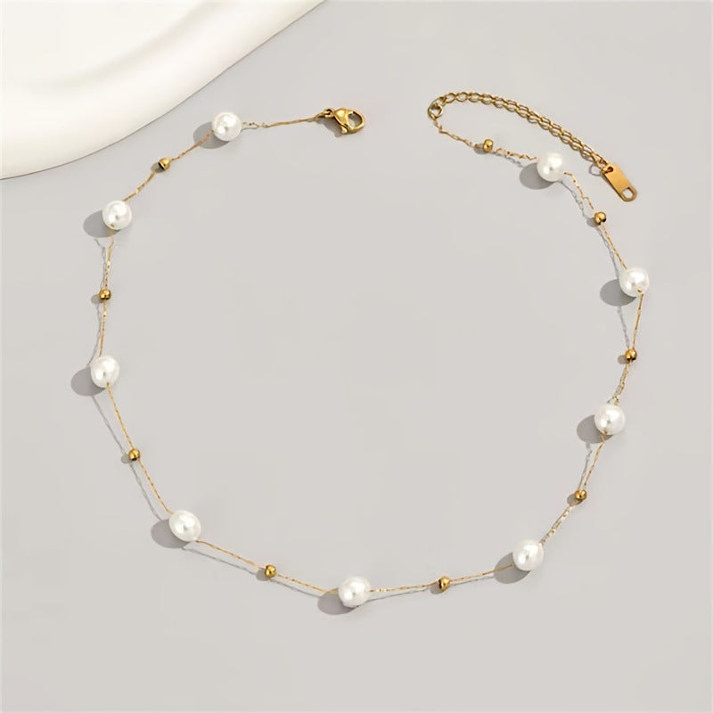 Fashionsimplepearl Necklace Cold