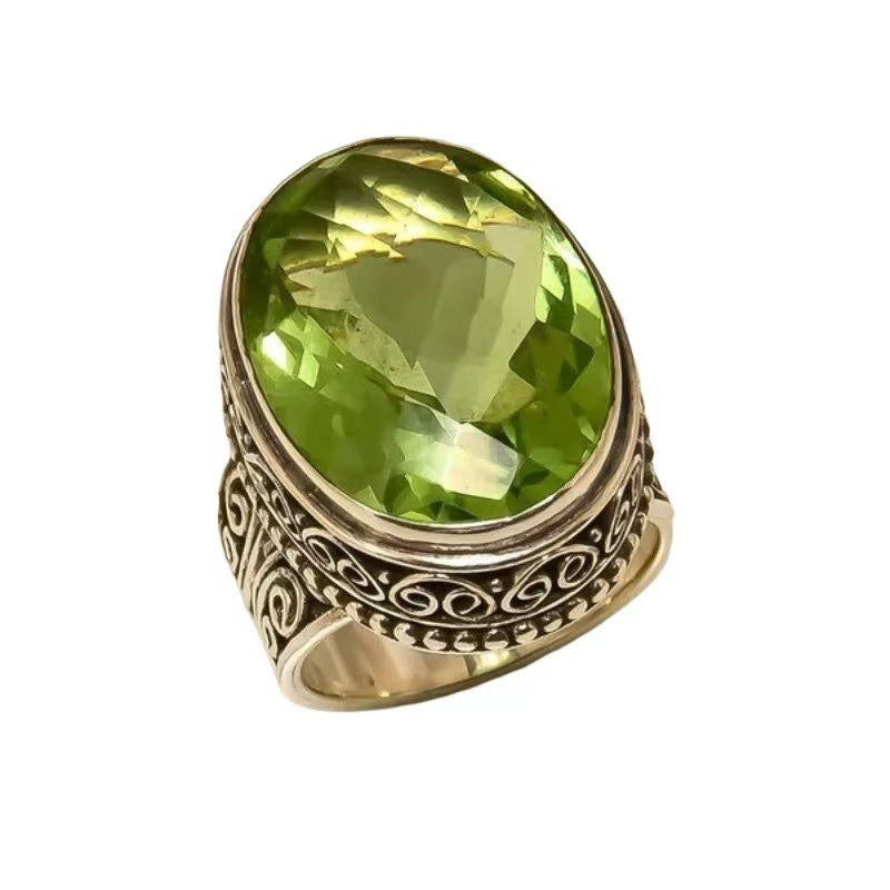 Vintage Natural Jade Silver Plated Art Carving Ring