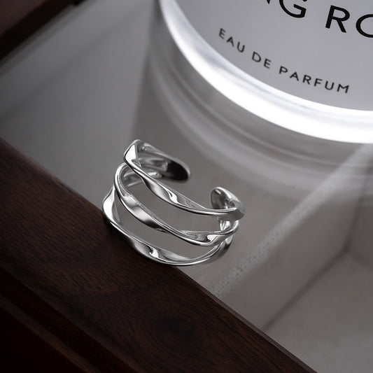 Geometric Simplicity Special-interest Design Wave Lines Female Ring