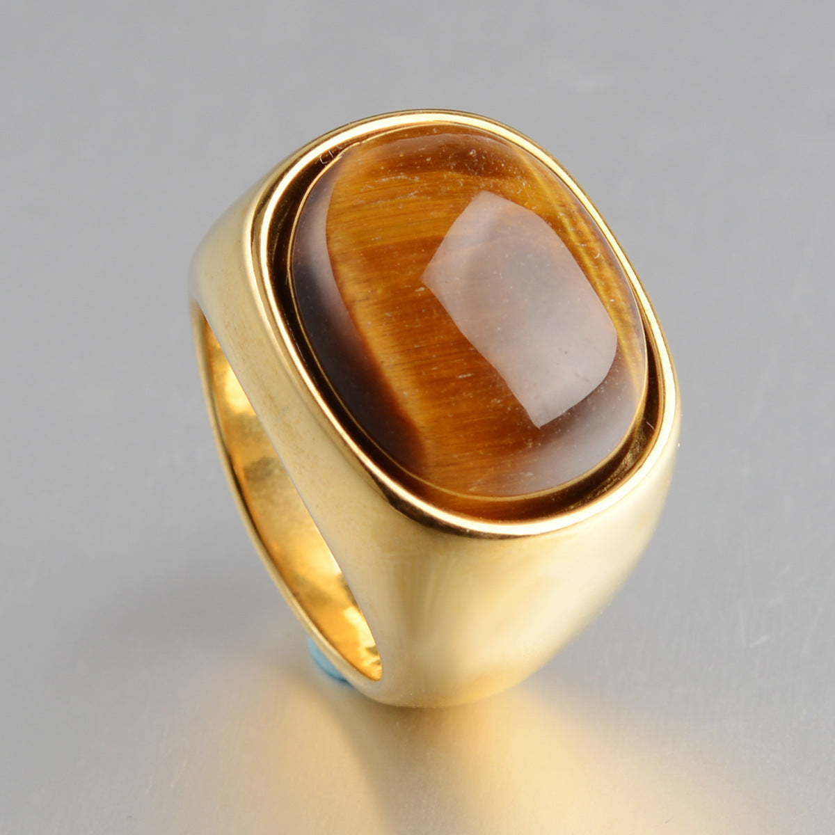 Simple Tigereye Stainless Steel Ring