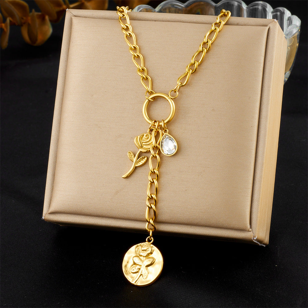 Flower Sun Moon Drop-shaped Diamond Love Necklace