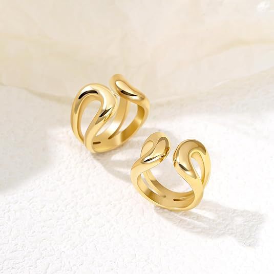 Women's Adjustable Alloy Geometric Hollow Ring