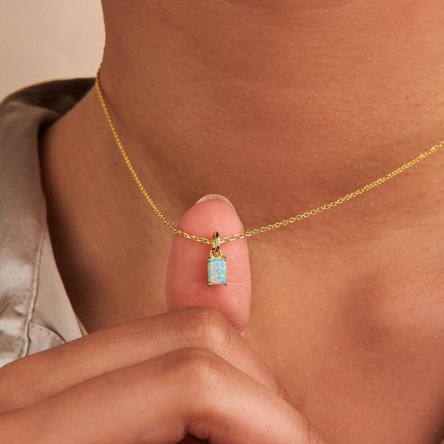 Rectangular 12month Birthday Stone Pendant Colorful Zircon Clavicle Chain