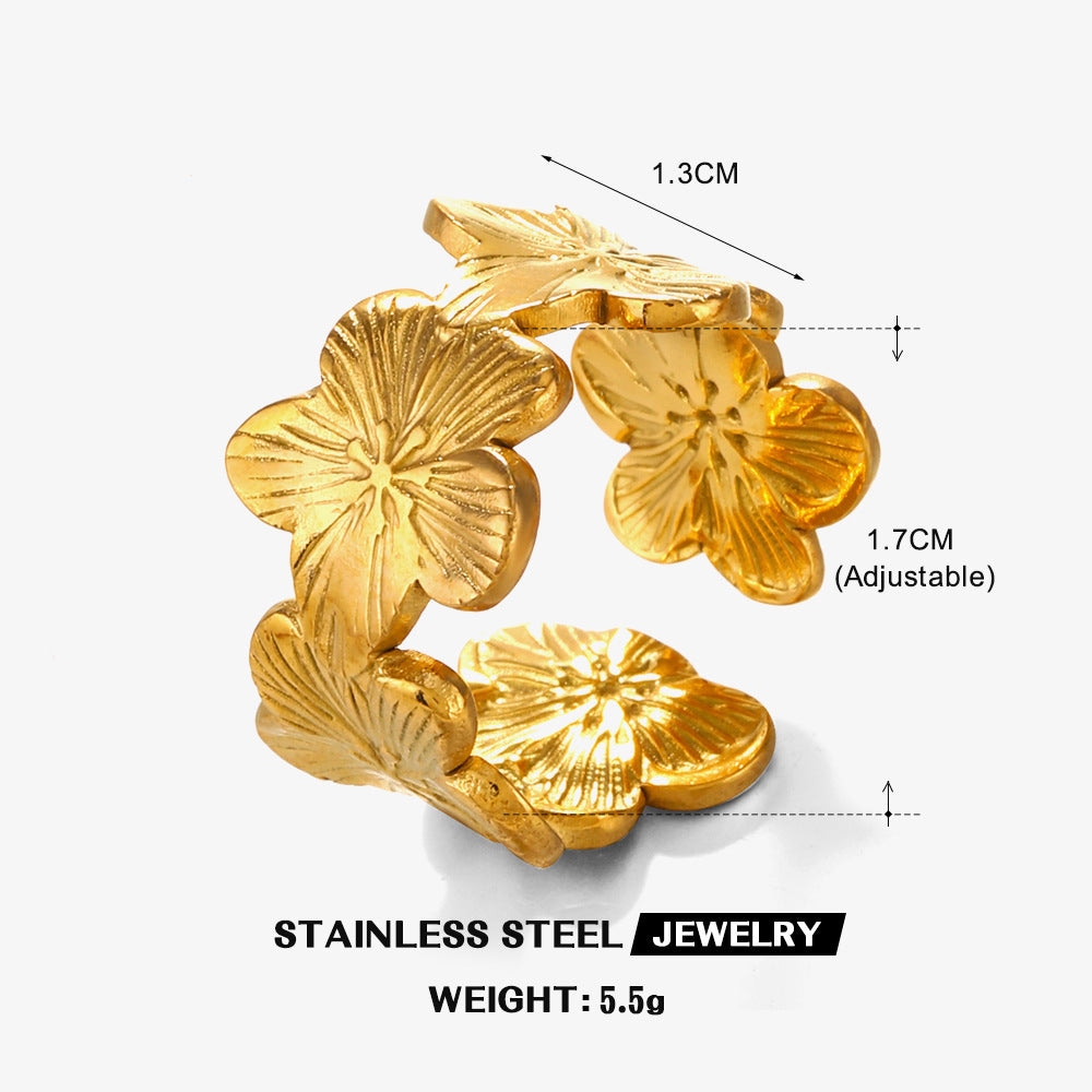 Flower Open Ring Female Personality Fashion Retro