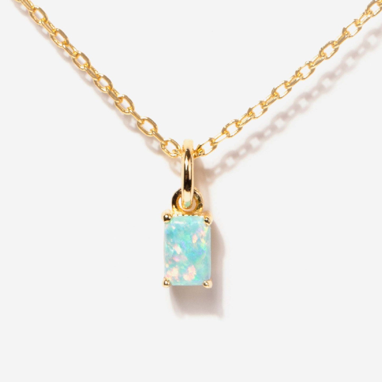 Rectangular 12month Birthday Stone Pendant Colorful Zircon Clavicle Chain