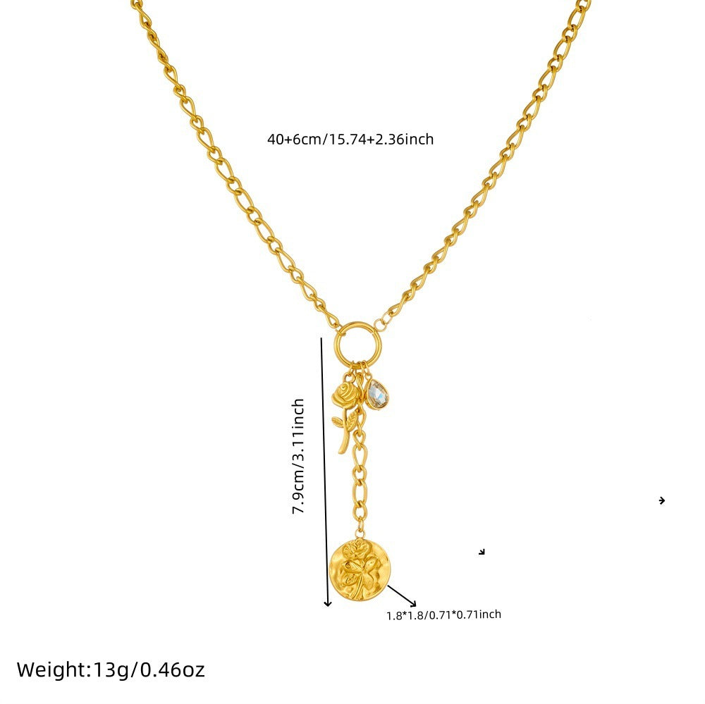 Flower Sun Moon Drop-shaped Diamond Love Necklace