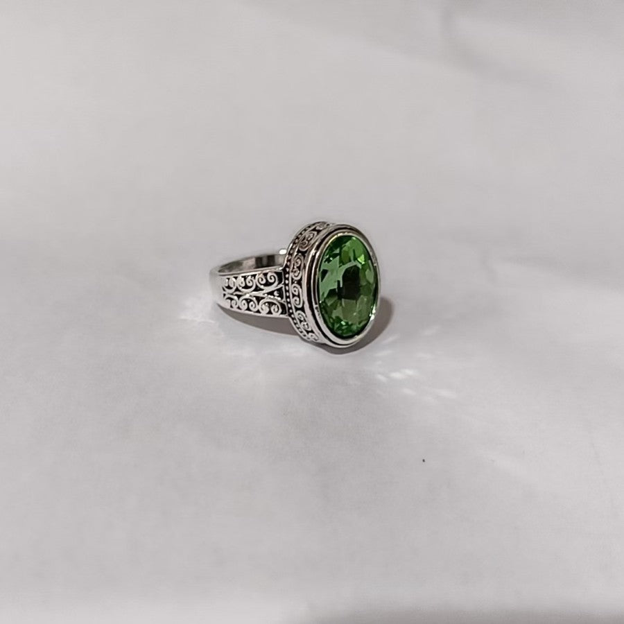 Vintage Natural Jade Silver Plated Art Carving Ring