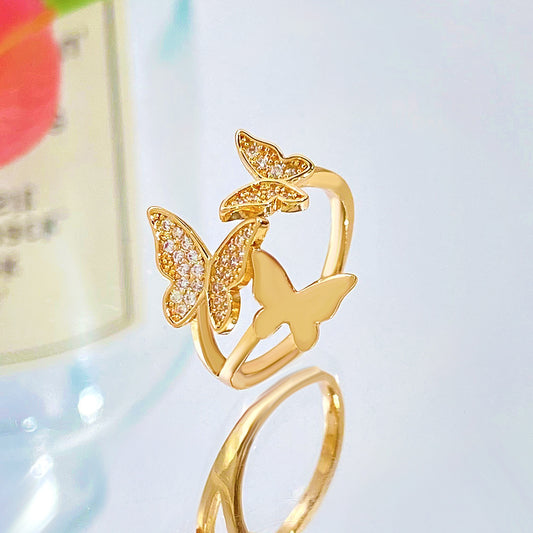 Fashion Butterfly Female Diamond Index Finger Ring