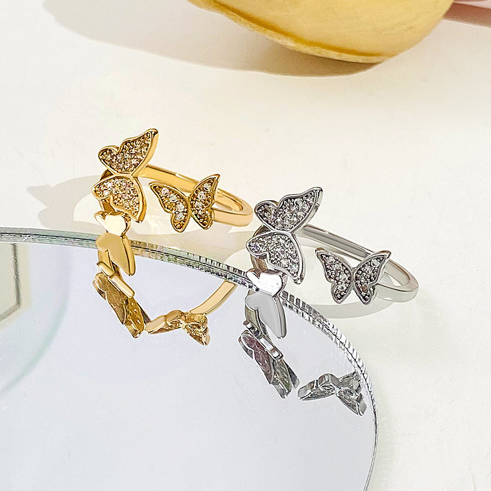 Fashion Butterfly Female Diamond Index Finger Ring