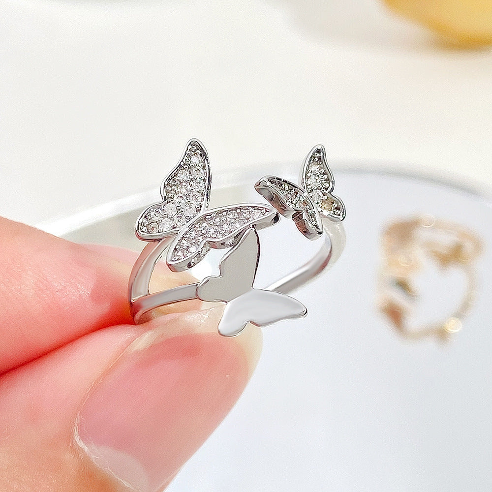 Fashion Butterfly Female Diamond Index Finger Ring