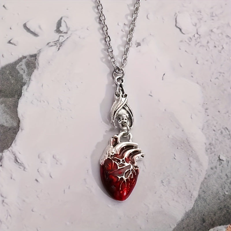 Bat-shaped Blood Drop Heart Pendant Necklace