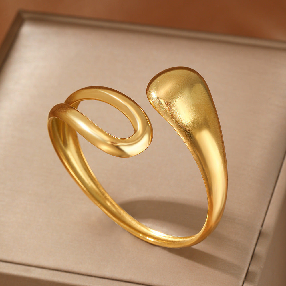 Retro 18K Stainless Steel Drop-shaped Interlaced Open-ended Bracelet Special-interest Design