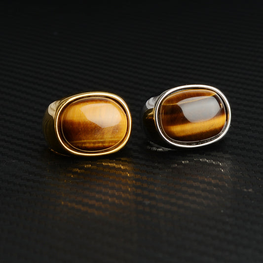 Simple Tigereye Stainless Steel Ring