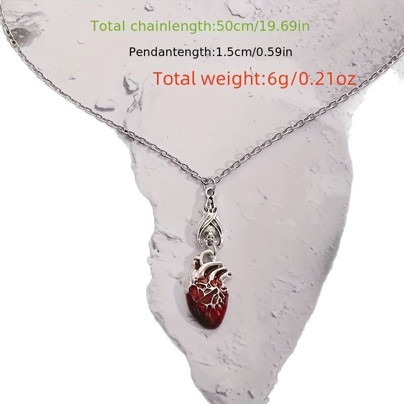 Bat-shaped Blood Drop Heart Pendant Necklace