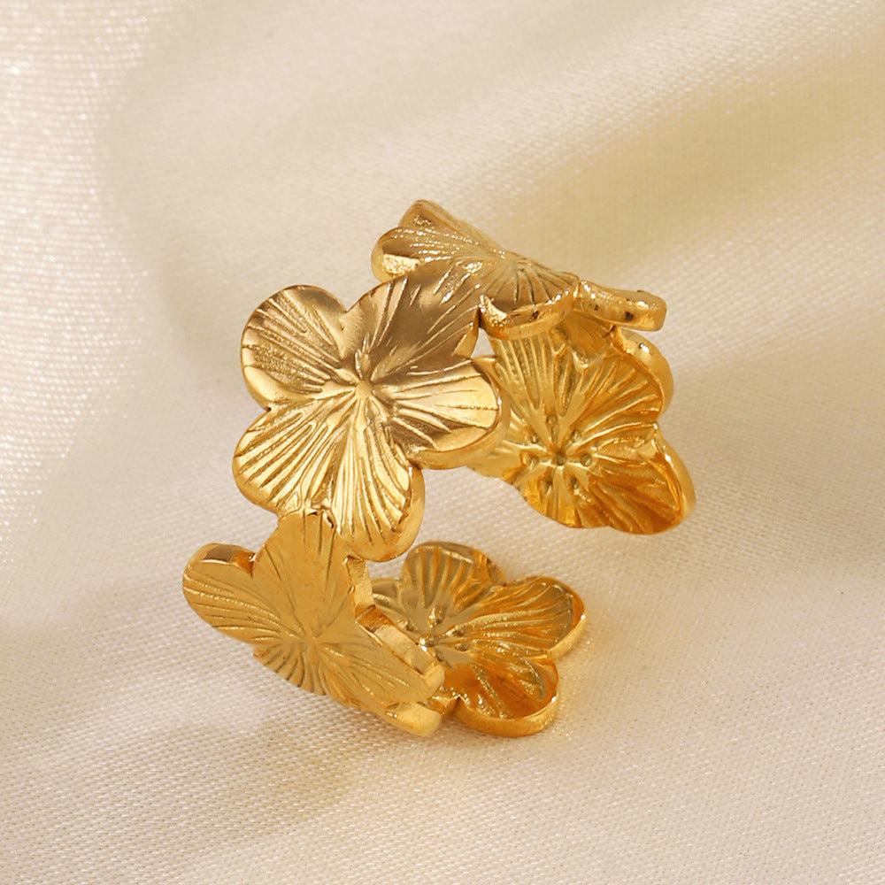 Flower Open Ring Female Personality Fashion Retro