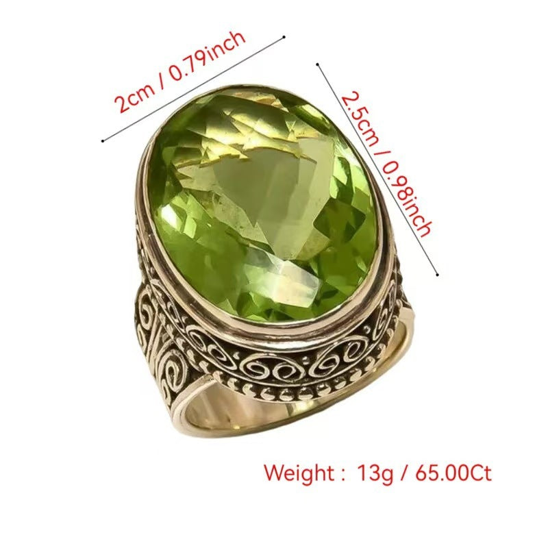 Vintage Natural Jade Silver Plated Art Carving Ring