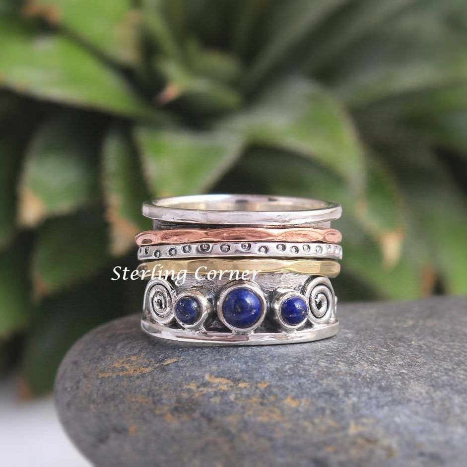 Thai Silver Bohemian Retro Lapis Lazuli Ring