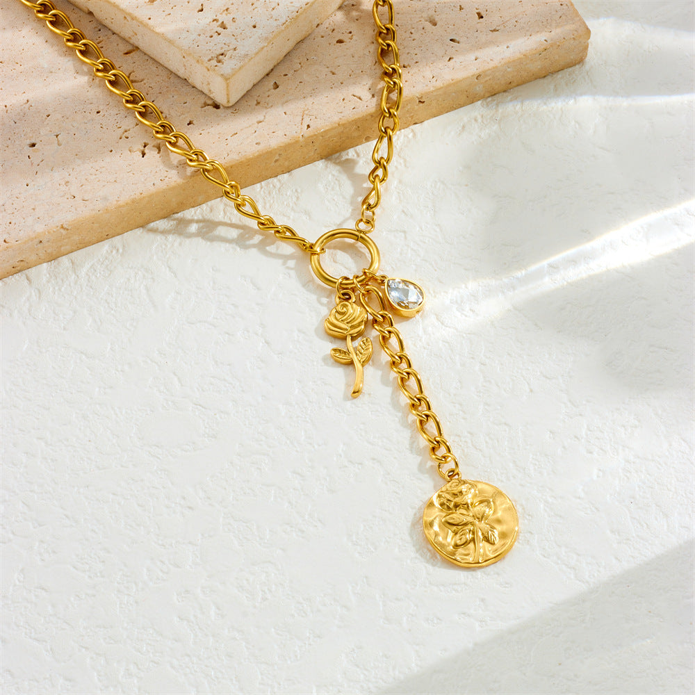 Flower Sun Moon Drop-shaped Diamond Love Necklace