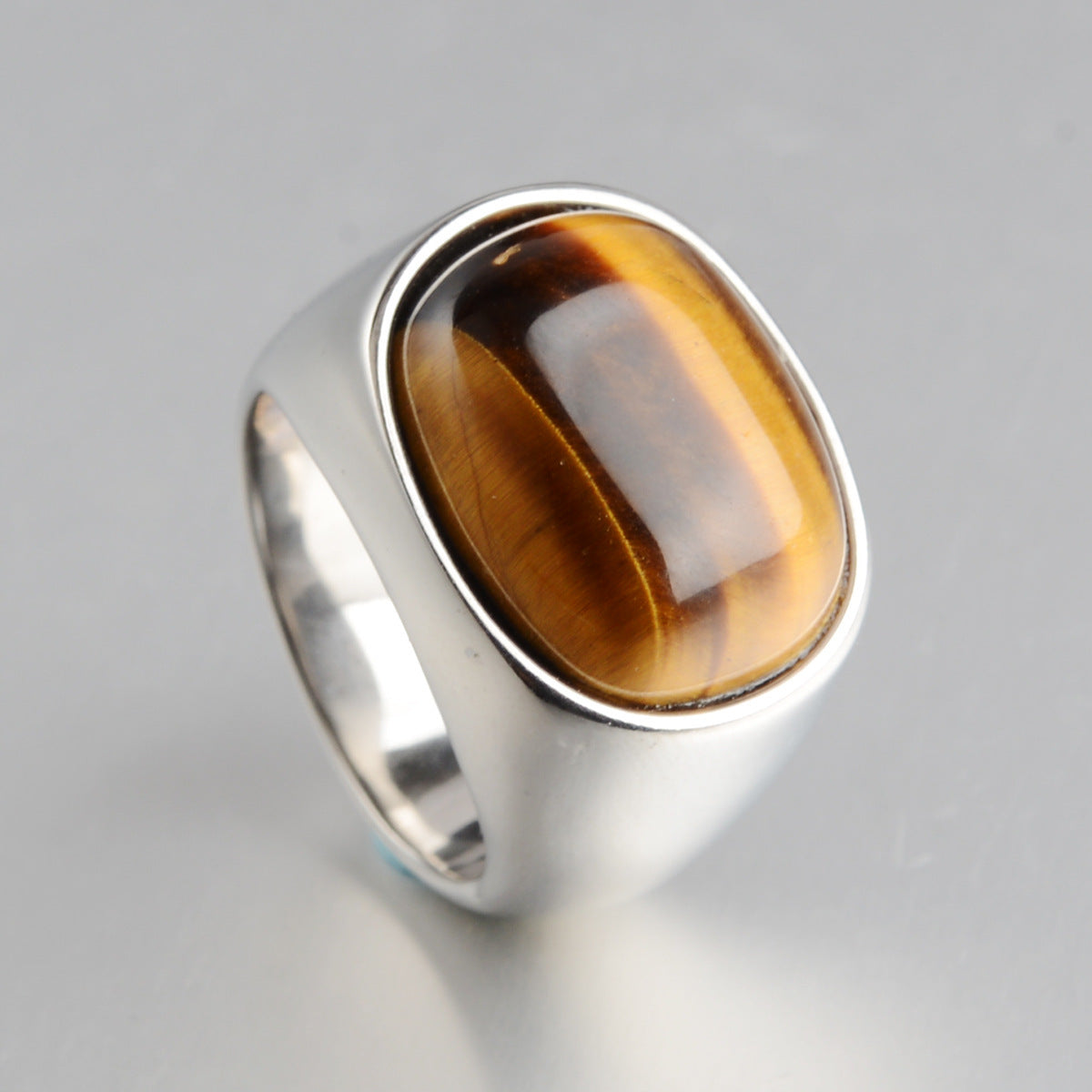 Simple Tigereye Stainless Steel Ring